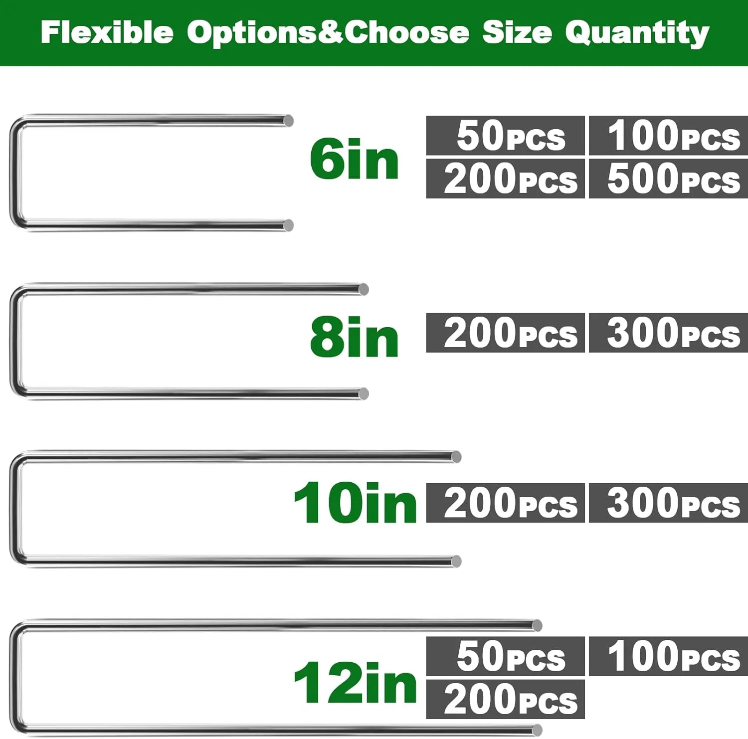 AMAGABELI GARDEN & HOME 200 Pack Galvanized Landscape Staples 6 Inch 11 Gauge Garden Staples Garden Stakes Plant Cover Stakes U-Shaped Landscape Stakes Landscape Pins for Weed Barrier Fabric