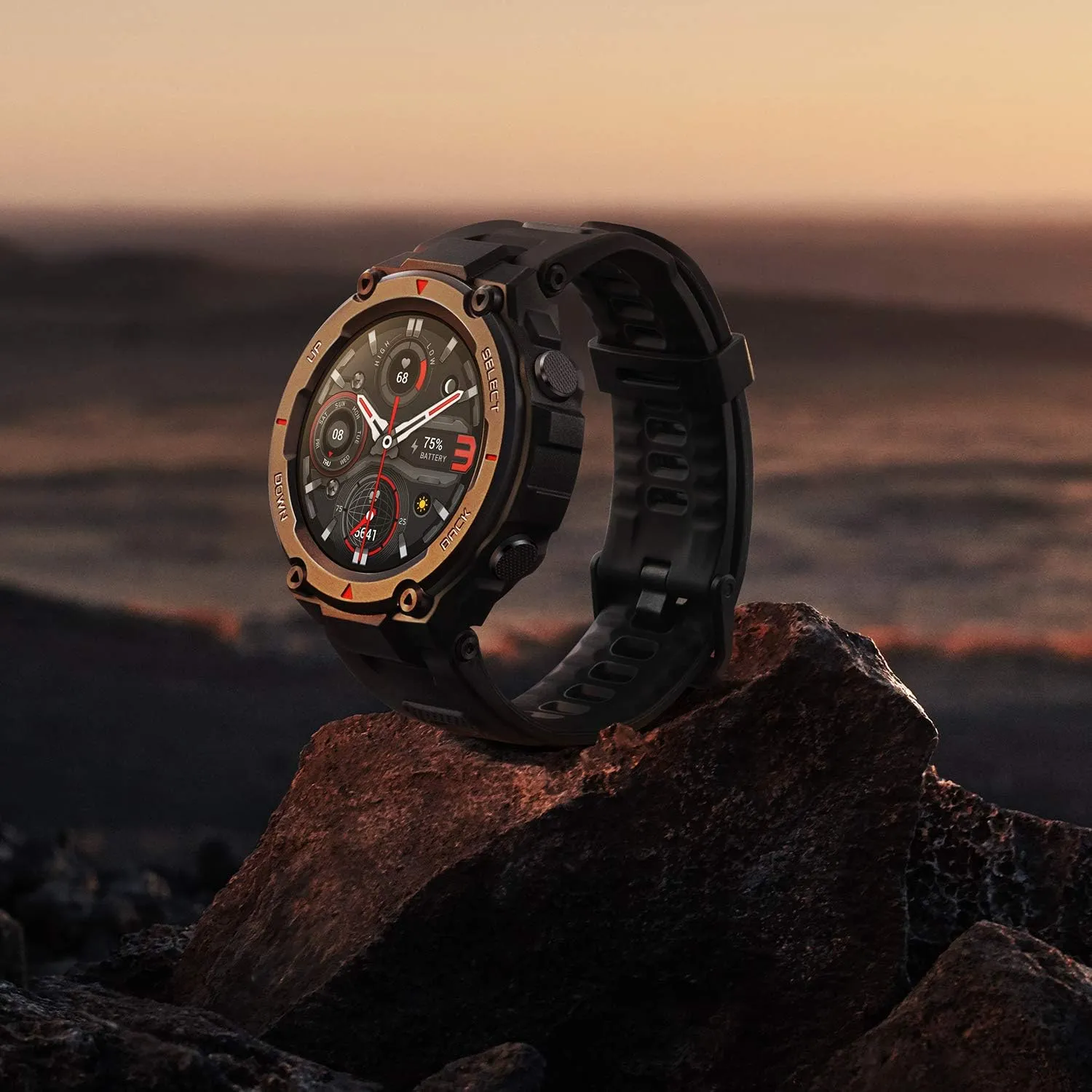 Amazfit T-Rex Pro Smart Watch 48mm, Rugged Military Certified, GPS, 18-Day Battery, Heart Rate & Sleep Monitoring, 10 ATM Water-Resistant, 100  Sports Modes, for Android iPhone (Black)