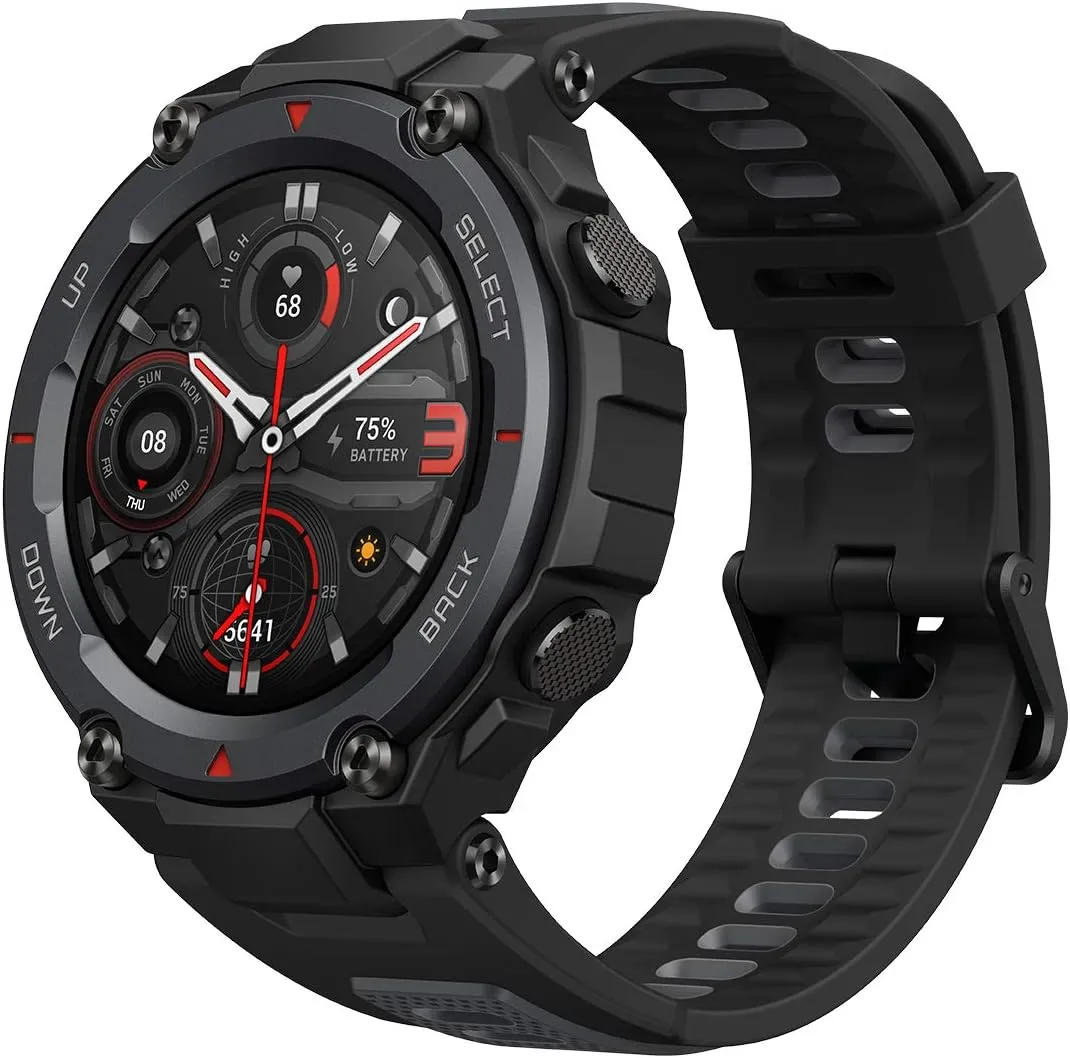 Amazfit T-Rex Pro Smart Watch 48mm, Rugged Military Certified, GPS, 18-Day Battery, Heart Rate & Sleep Monitoring, 10 ATM Water-Resistant, 100  Sports Modes, for Android iPhone (Black)