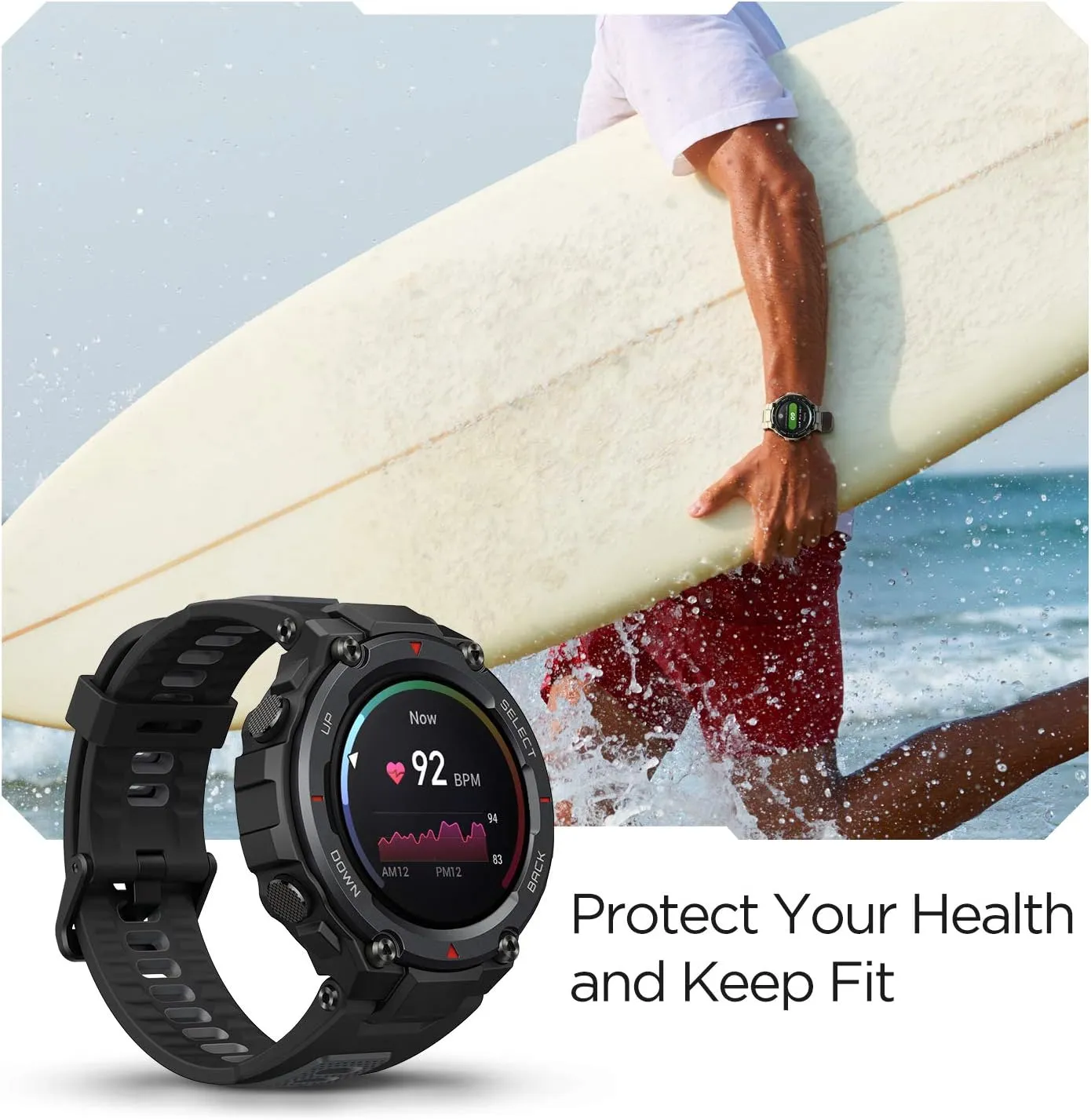 Amazfit T-Rex Pro Smart Watch 48mm, Rugged Military Certified, GPS, 18-Day Battery, Heart Rate & Sleep Monitoring, 10 ATM Water-Resistant, 100  Sports Modes, for Android iPhone (Black)