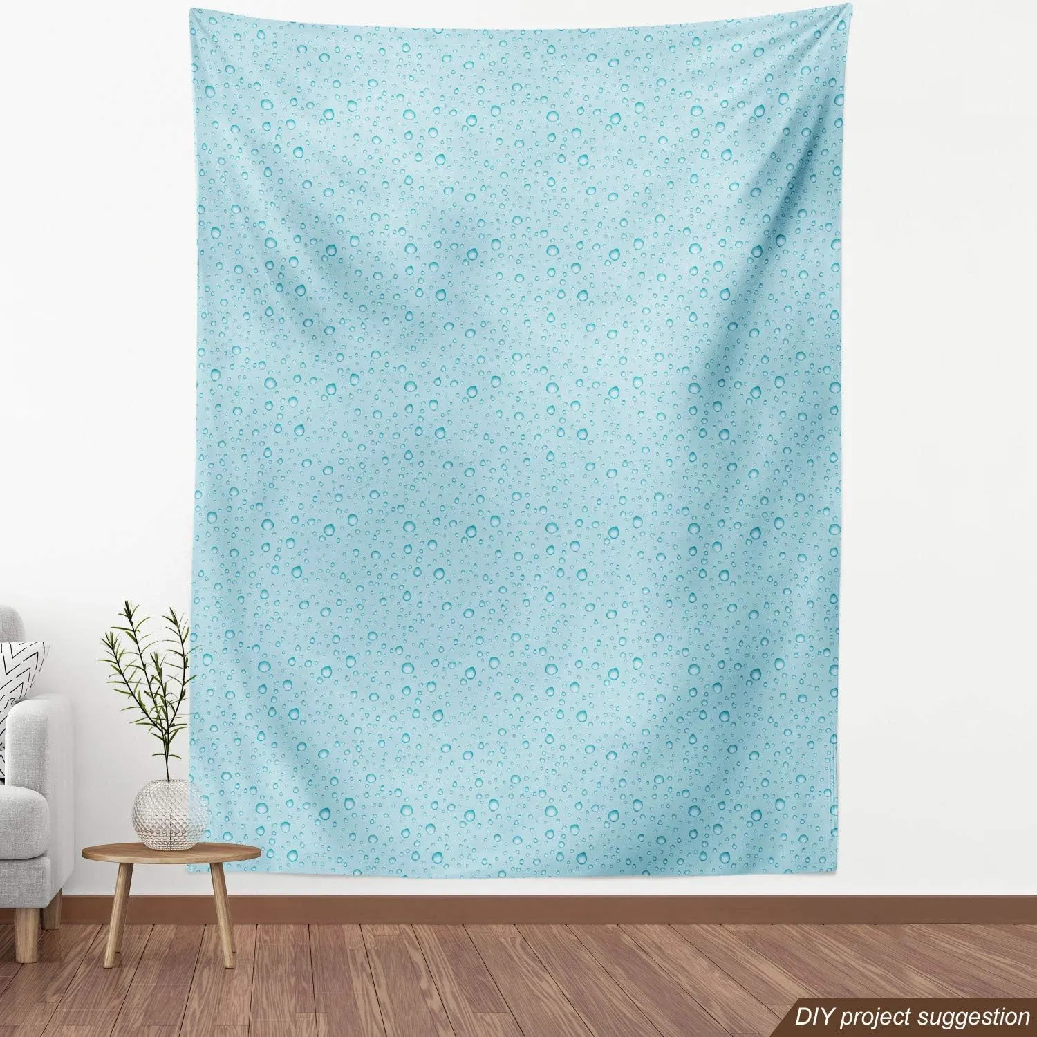 Ambesonne Aqua Fabric by The Yard, Big Small Water Rain Drops Liquidity Oceanic Pelagic Naval Seafaring Maritime Image, Decorative Fabric for Upholstery and Home Accents, 1 Yard, Blue