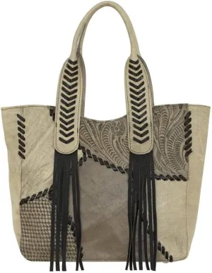 American West Gypsy Patch Large Zip-Top Tote | Hand-Tooled Genuine Leather