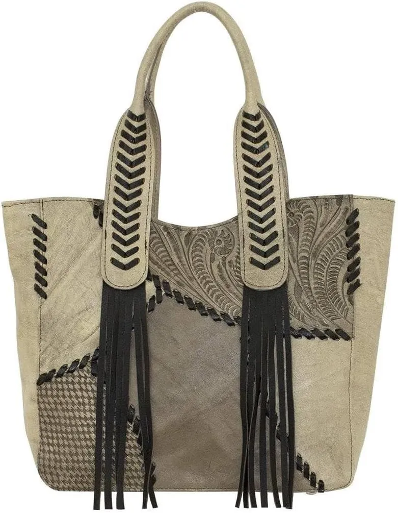American West Gypsy Patch Large Zip-Top Tote | Hand-Tooled Genuine Leather