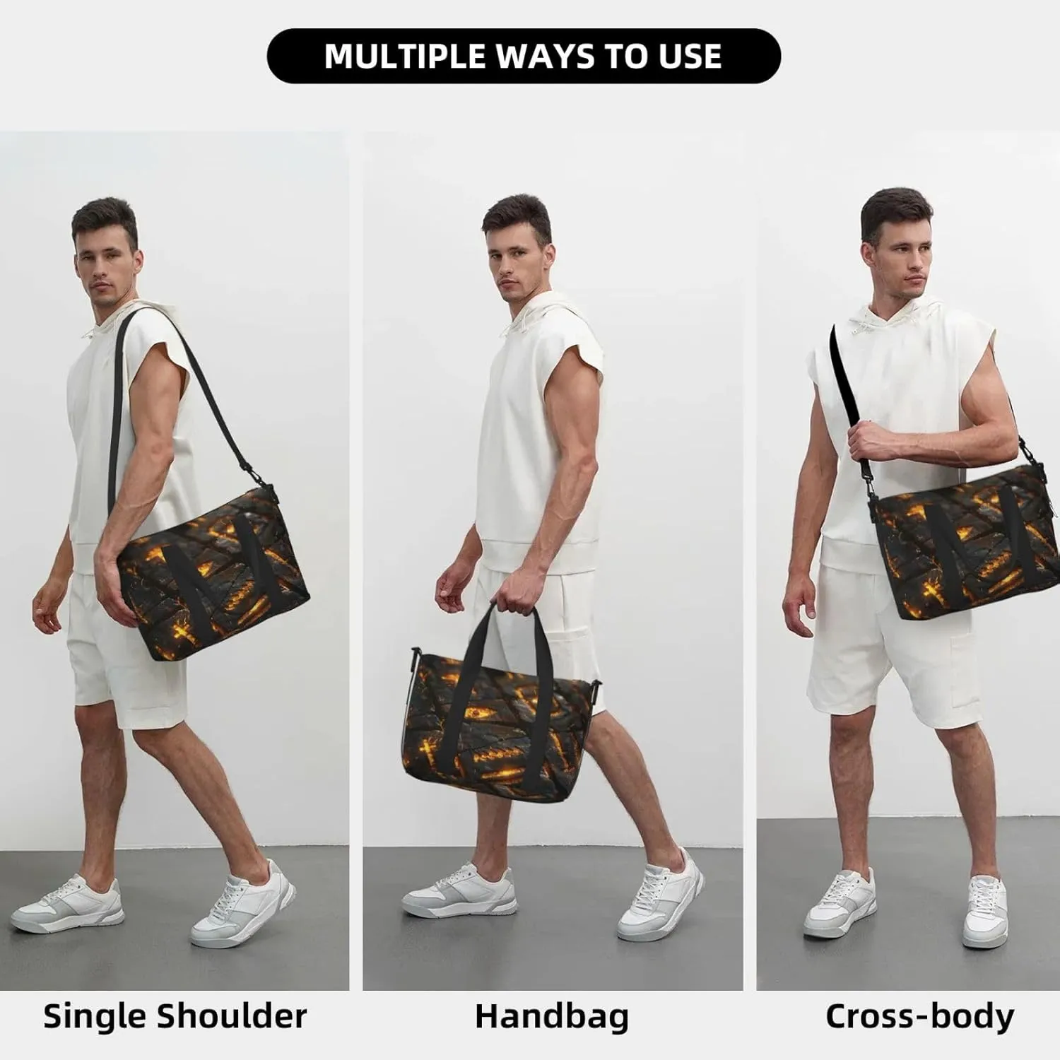 ancient Egyptian hierogly print Travel Duffel Bag, Sports Tote Gym Bag, Swim Pool Bag Large Shoulder Tote Bag for Beach Weekender, 202-406-121