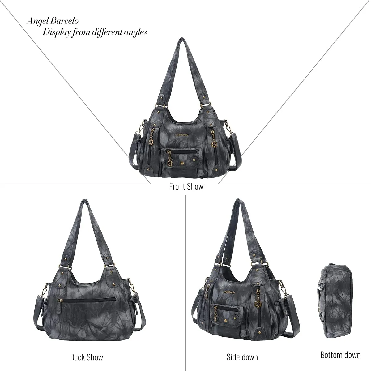 Angel Barcelo Womens Purses and Handbags PU Leather Shoulder Bag Fashion Hobo Bags for Girls