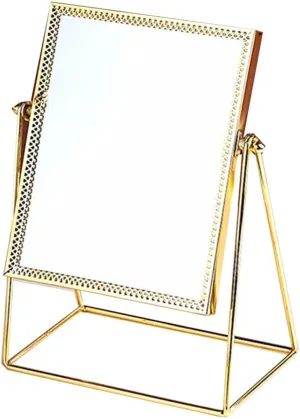 Angoily Stylish Makeup Mirror Square Flower Lace Design Desk Mirror Decor Cosmetic Mirror for Room Decor