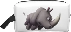 Angry Rhino Print Travel Toiletry Organizer Bag, Cosmetic & Storage Pouch For Travel And Daily Use