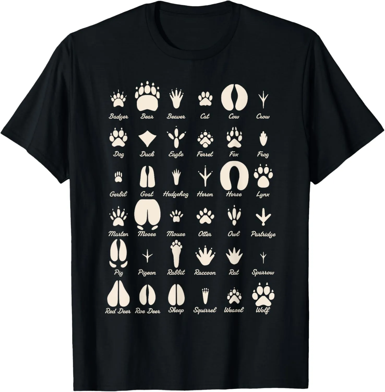 Animal Track s Common Animals & Wildlife Tracks T-Shirt