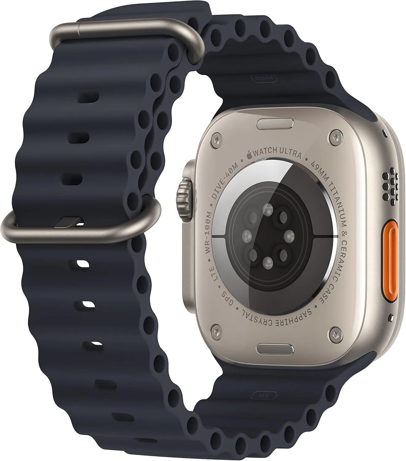 Apple Watch Ultra [GPS   Cellular 49mm] Titanium Case with Midnight Ocean Band, One Size (Renewed Premium)