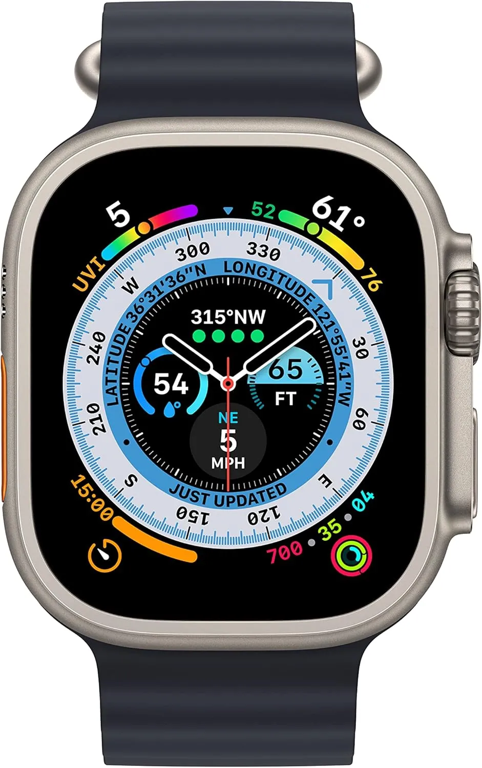 Apple Watch Ultra [GPS   Cellular 49mm] Titanium Case with Midnight Ocean Band, One Size (Renewed Premium)