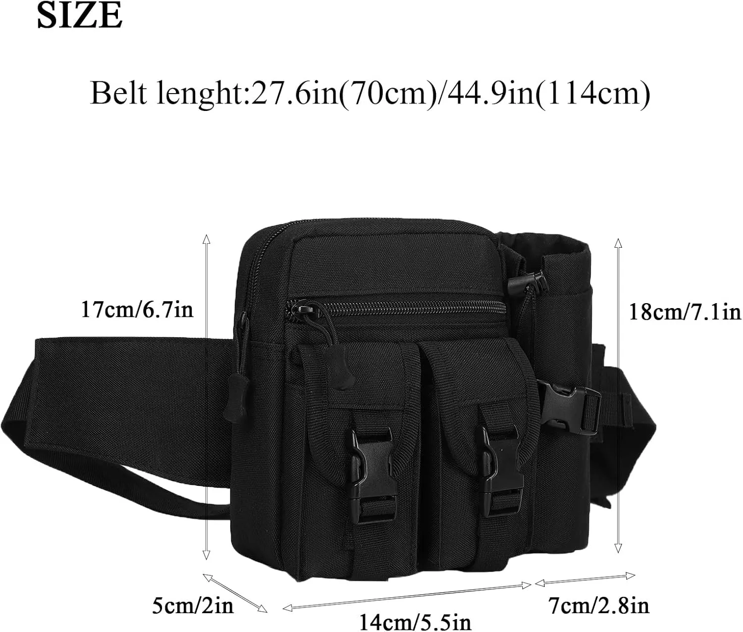 ArcEnCiel Tactical Fanny Pack Waist Bag Hip Belt Outdoor Fishing Bumbag with Water Bottle Pocket Holder
