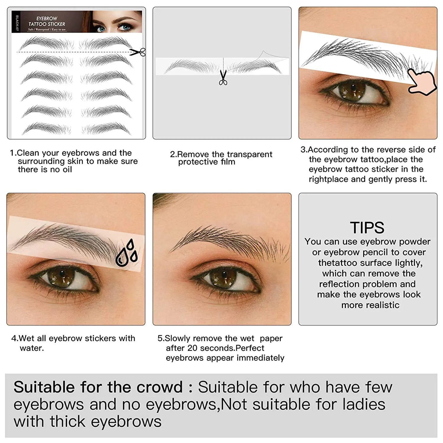 Aresvns 4D Tattoo Eyebrows 99 Pairs! Newly Improved Good Looking Black Eyebrows Tattoo Waterproof and Long-Lasting,Popular Eyebrow Shapes,Suitable Sizes.Brow Transfer Sticker for Women Christmas Gift