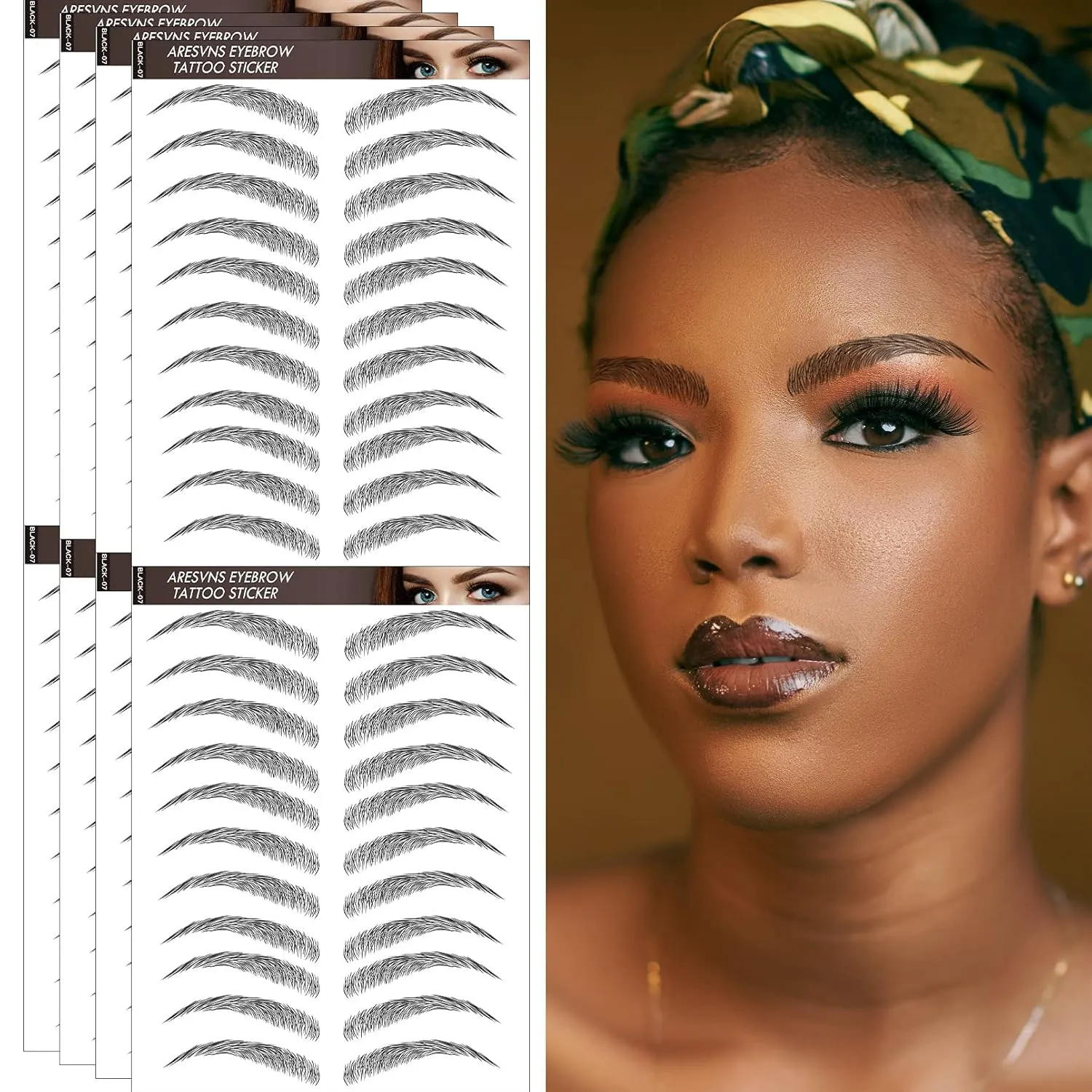 Aresvns 4D Tattoo Eyebrows 99 Pairs! Newly Improved Good Looking Black Eyebrows Tattoo Waterproof and Long-Lasting,Popular Eyebrow Shapes,Suitable Sizes.Brow Transfer Sticker for Women Christmas Gift