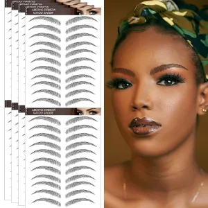 Aresvns 4D Tattoo Eyebrows 99 Pairs! Newly Improved Good Looking Black Eyebrows Tattoo Waterproof and Long-Lasting,Popular Eyebrow Shapes,Suitable Sizes.Brow Transfer Sticker for Women Christmas Gift