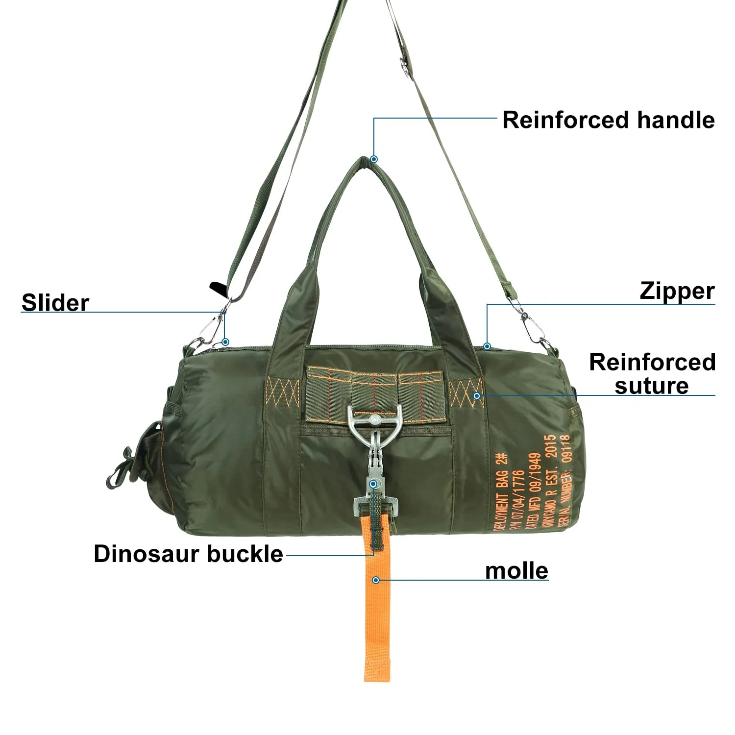 ARMYCAMO | Wolfwarriorx | L&Q army  Small Duffle Bag Military Gym Bags 16 Inchs Equipment Bag