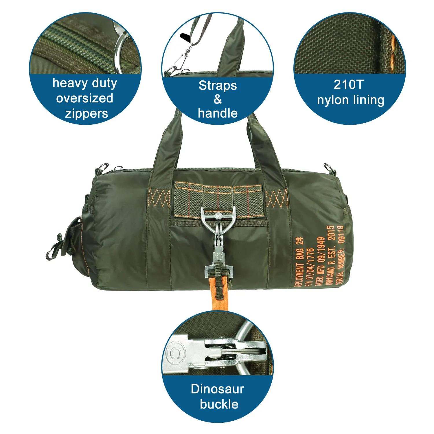 ARMYCAMO | Wolfwarriorx | L&Q army  Small Duffle Bag Military Gym Bags 16 Inchs Equipment Bag