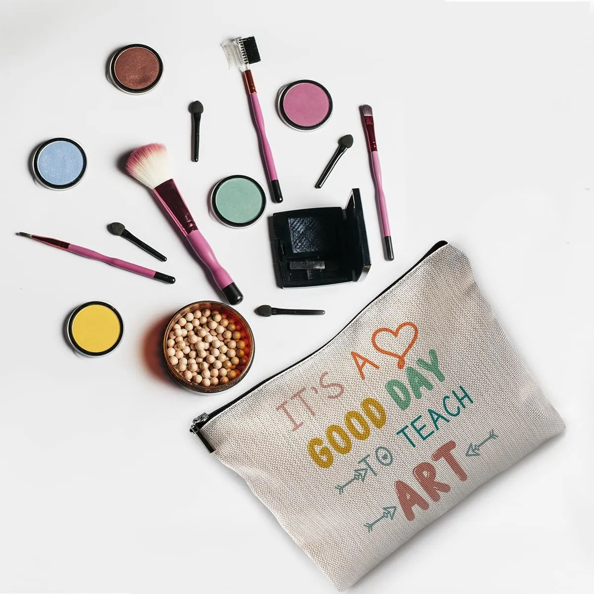 Art Teacher Gifts Makeup Bag for Women, Small Cosmetic Bag for Purse, It's a Good Day to Teach Art