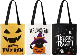 ATFUNSHOP Trick or Treat Bag - Reusable 15.7'' Large Canvas Tote & Grocery Bag for Kids