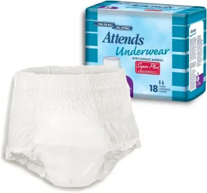 Attends Underwear Super Plus Absorbency 120 to 175 Lb./34 to 44 in. Hip Size/Case of 80