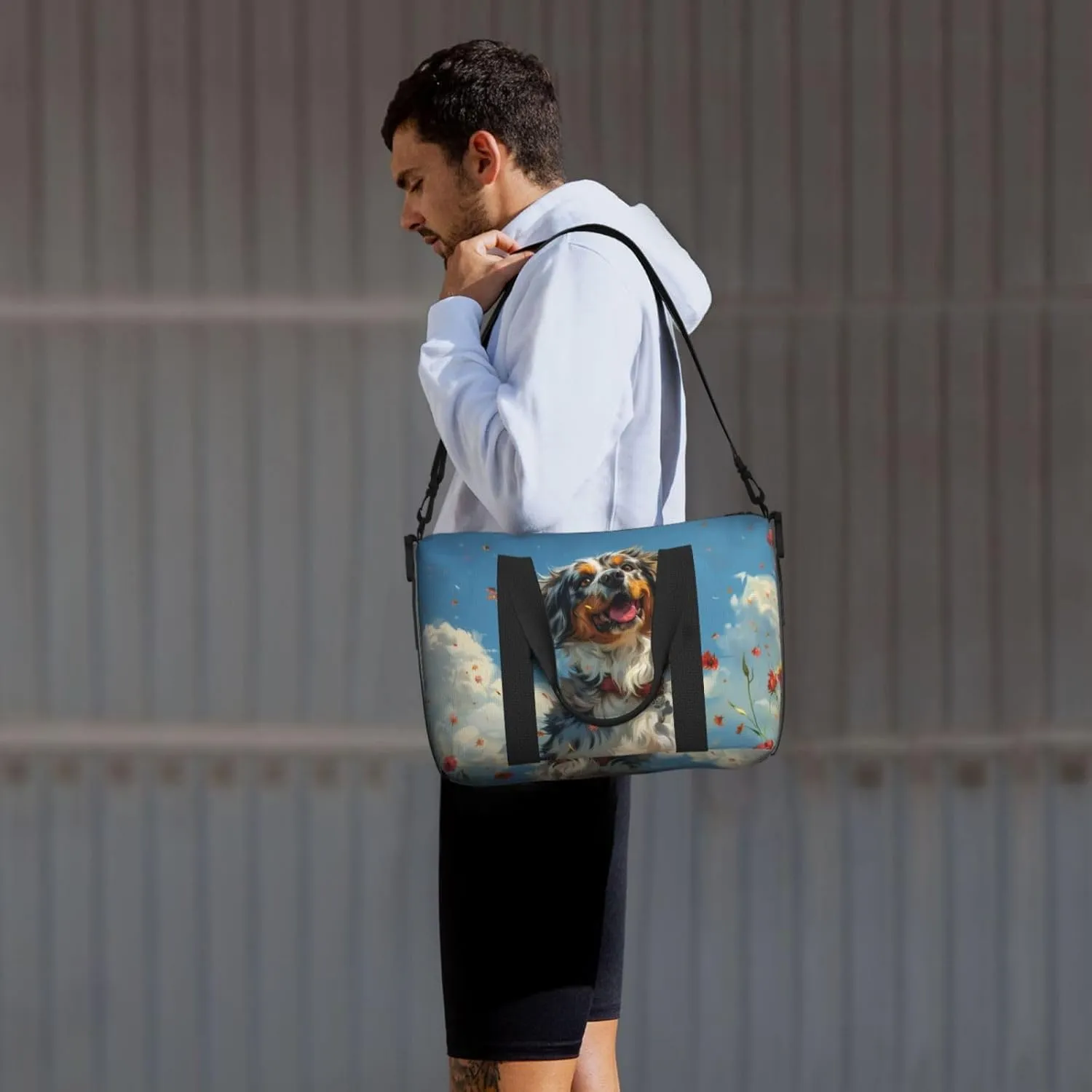 Australian Shepherd dancing print Travel Duffel Bag, Sports Tote Gym Bag, Swim Pool Bag Large Shoulder Tote Bag for Beach Weekender