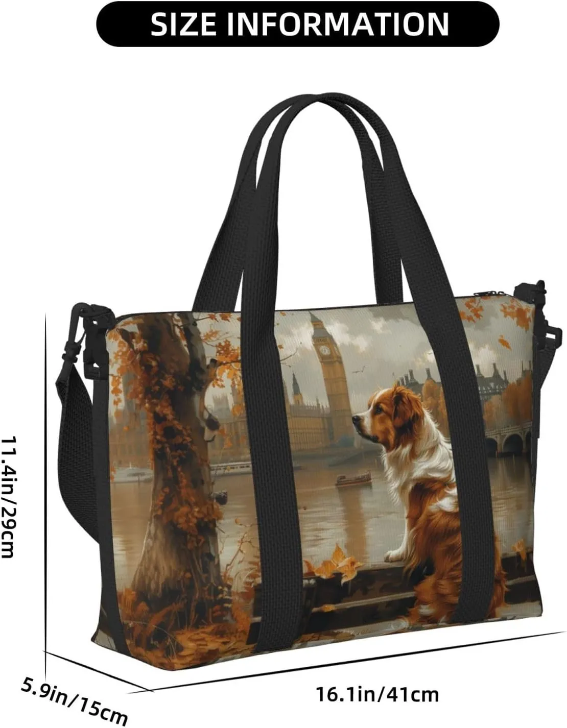 Australian Shepherd park print Travel Duffel Bag, Sports Tote Gym Bag, Swim Pool Bag Large Shoulder Tote Bag for Beach Weekender