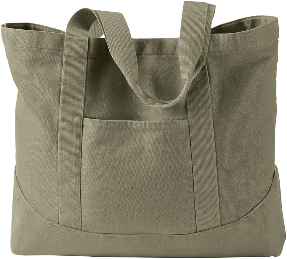 Authentic Pigment-Dyed Large Canvas Tote, KHAKI GREEN, One Size