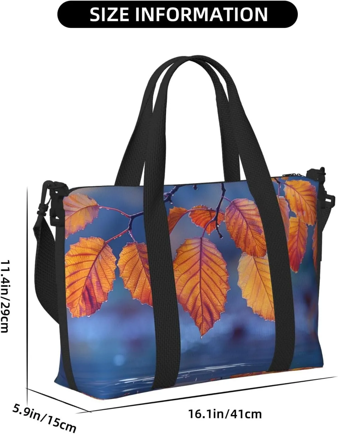 autumn leaves print Travel Duffel Bag, Sports Tote Gym Bag, Swim Pool Bag Large Shoulder Tote Bag for Beach Weekender