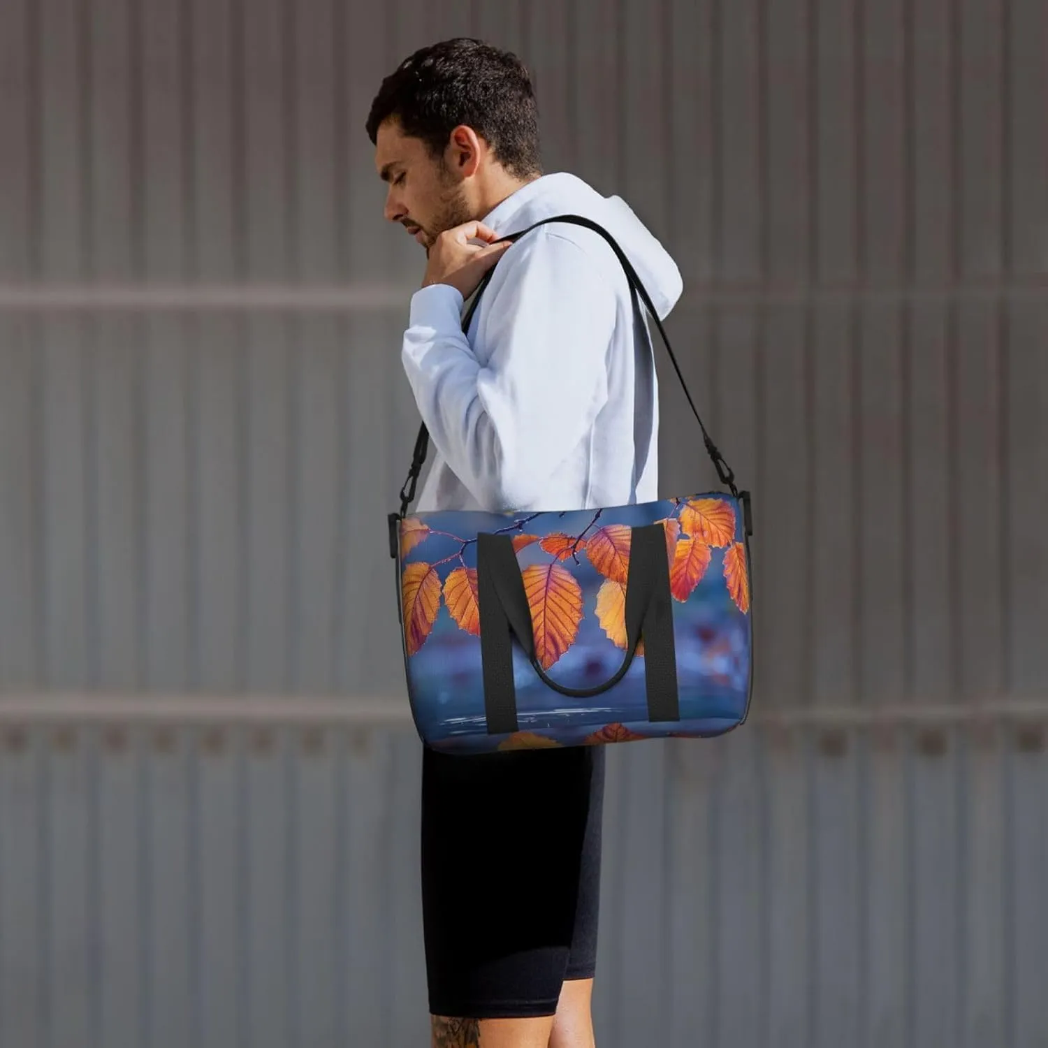 autumn leaves print Travel Duffel Bag, Sports Tote Gym Bag, Swim Pool Bag Large Shoulder Tote Bag for Beach Weekender