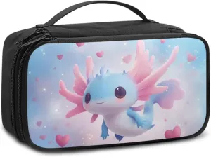 Axolotl Make up Bags for Women Traveling Lightweight Stain Resistant Makeup Bag Organizer with Compartments Blue Pink Cosmetic Cases Top Handle