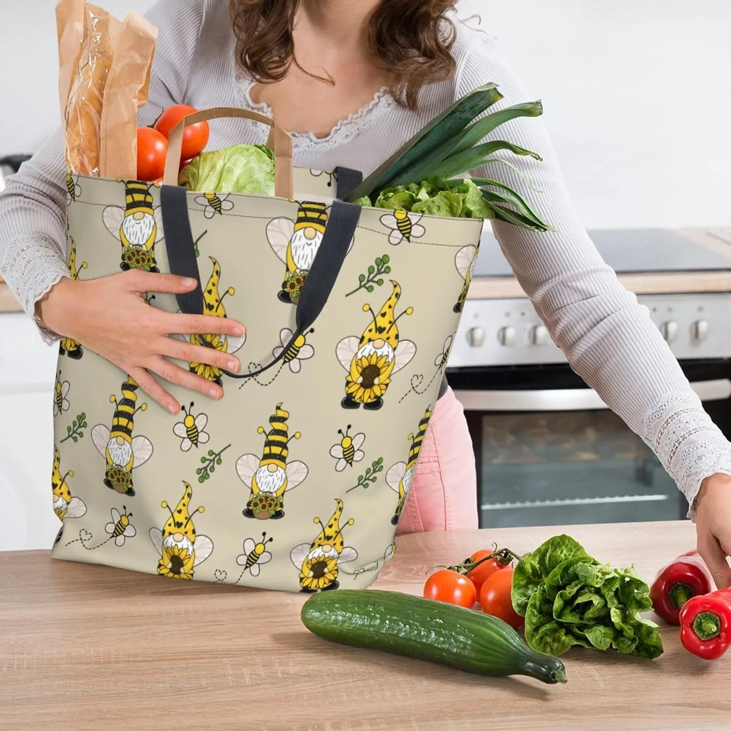 Baby Chicks Reusable Grocery bags Big Capacity Shopping Bag Canvas Shoulder Tote Handbag for Women Girls