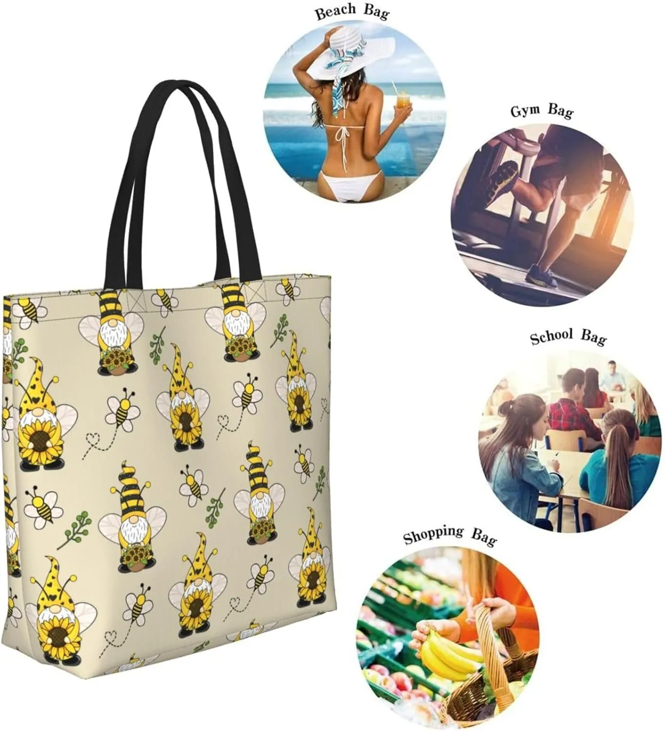 Baby Chicks Reusable Grocery bags Big Capacity Shopping Bag Canvas Shoulder Tote Handbag for Women Girls