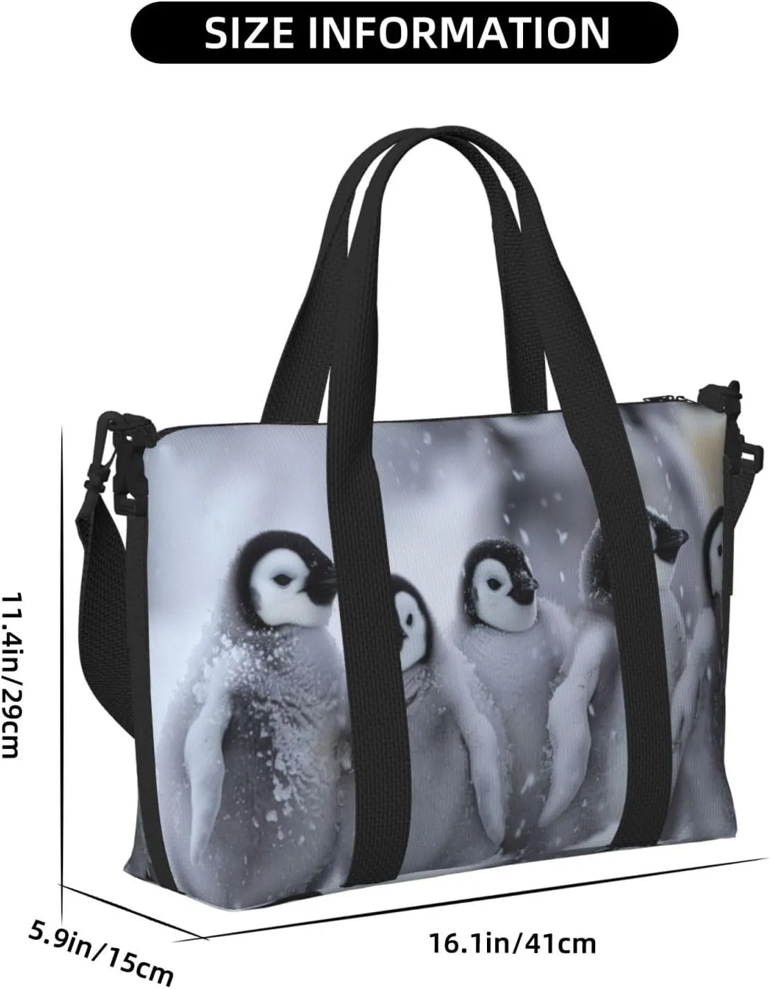 baby penguins print Travel Duffel Bag, Sports Tote Gym Bag, Swim Pool Bag Large Shoulder Tote Bag for Beach Weekender