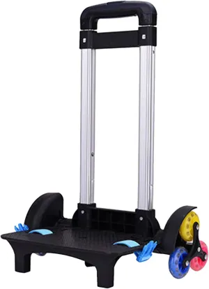 Backpack Trolley, Wheeled Trolley Aluminium Alloy Foldable Hand Cart 6 Wheels Rolling Luggage Carts for Kids School