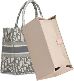 Bag Organizer Insert Compatible with On The Go,Neverfull, Book tote Organizer,Handbag Storage, Felt Insert with Zipper (Beige With Cover, L)