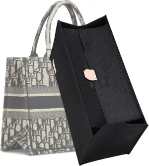 Bag Organizer Insert,Tote Bag Insert For On The Go,Neverfull Organizer,Book tote Bag Insert Organizer,Handbag Storage,Tote Bag Felt Insert with Zipper Bag (Black With Cover, L)