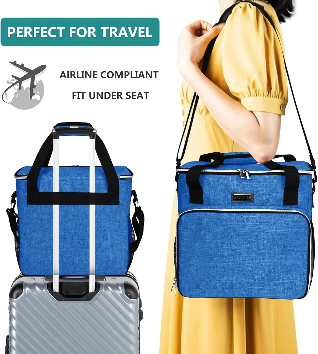 BAGLHER Dog Travel Bag, Pet Travel Bag (ALL Pet Travel Supplies), With 2 Pet Food Containers and 2 Collapsible Silicone Bowls; Essential Kits for Pet Travel Blue