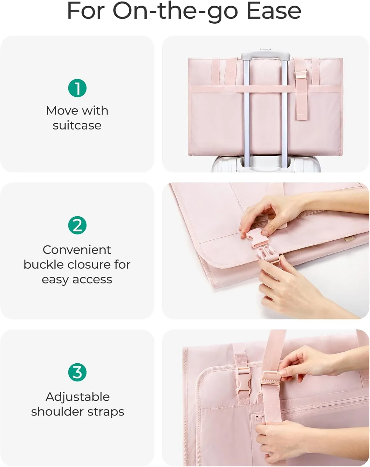 BAGSMART Garment Bags for Travel Foldable Carry on Suit Carrier for Hanging Clothes Stylish Dress Carrier Large Convertible Weekender Garment Bags for Women Men