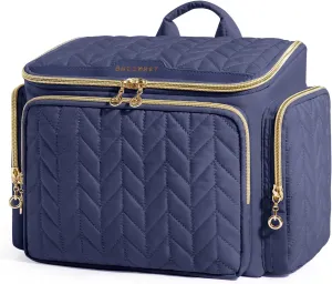 BAGSMART Travel Toiletry Bag, Large Wide-open Travel Bag for Toiletries, Makeup Cosmetic Travel Bag with Handle-Navy
