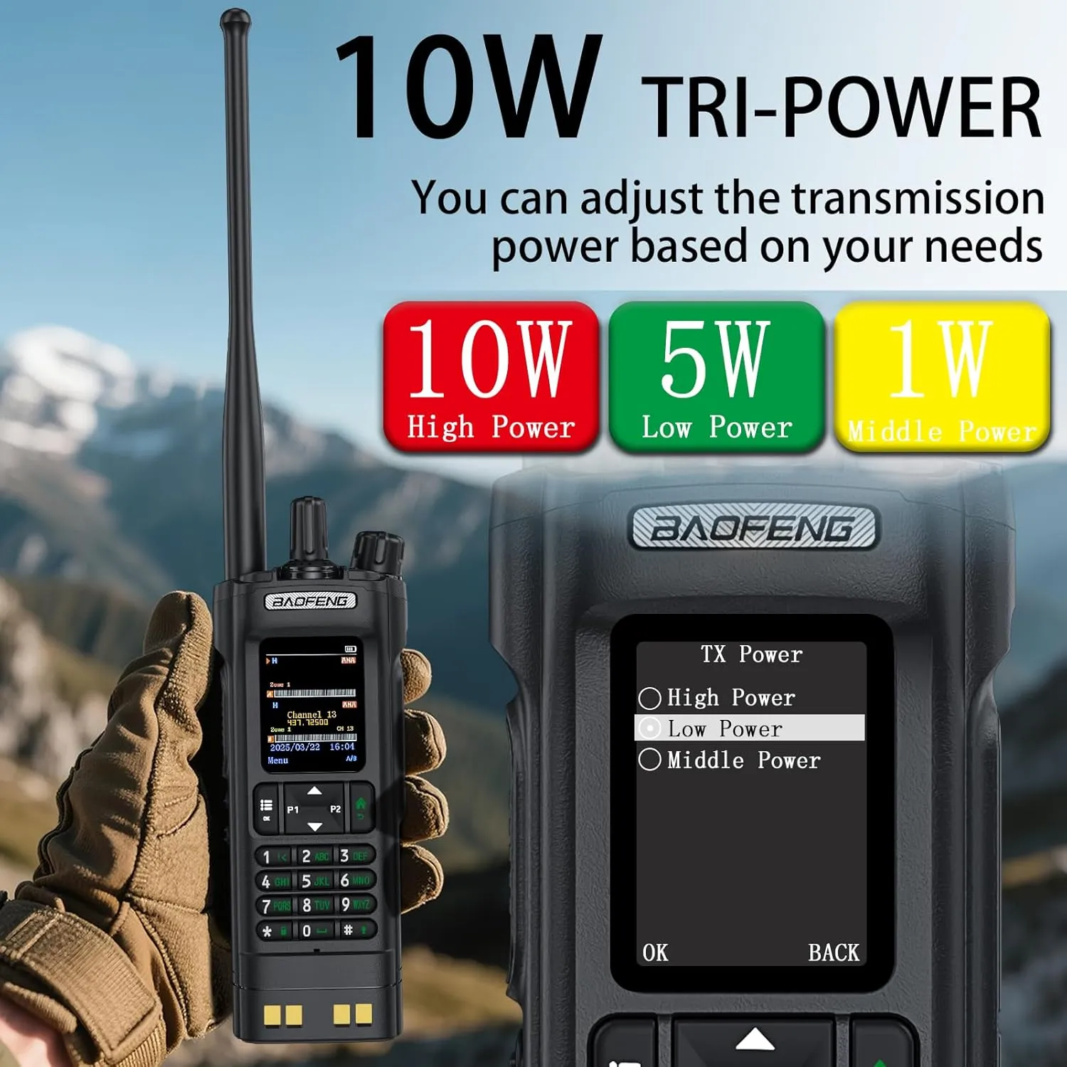 BAOFENG DM32 DMR Handheld Radio with USB-C Charging, GPS, 10W Long Range Walkie Talkie for Emergency Rescue & Outdoor Sports DM-32UV (1 Pack Black)