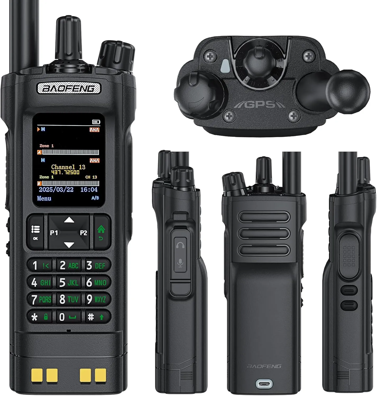 BAOFENG DM32 DMR Handheld Radio with USB-C Charging, GPS, 10W Long Range Walkie Talkie for Emergency Rescue & Outdoor Sports DM-32UV (1 Pack Black)