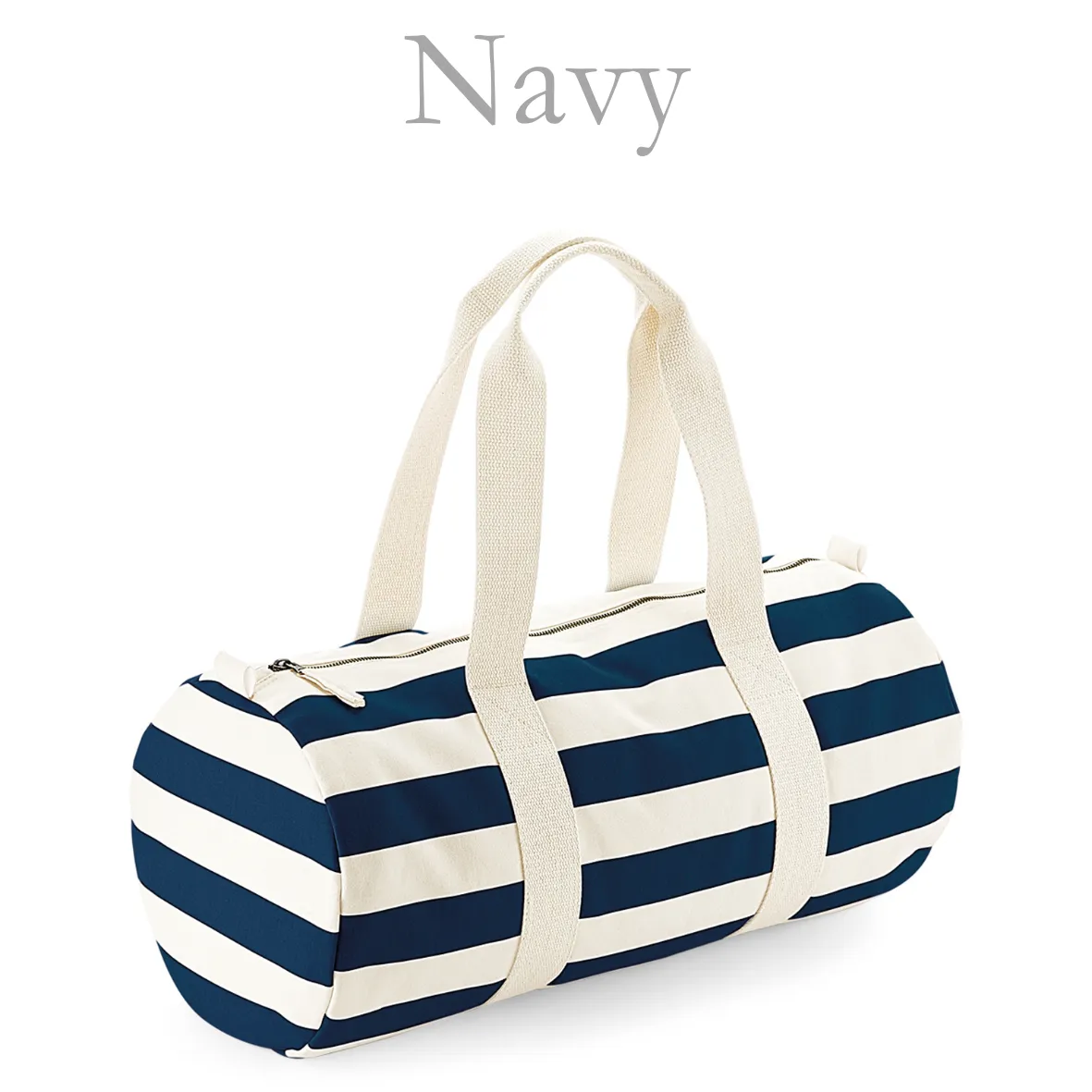 Barrel Bag Navy Stripe Name & Picture