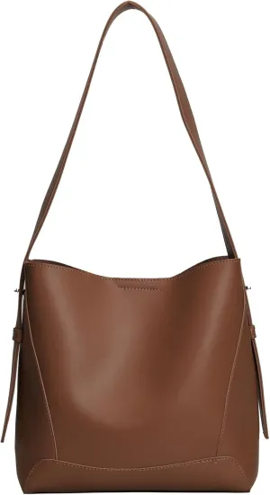 Barsine Leather Bucket Tote Purse for Women Tote Bag and Handbags Shoulder Bag with Pockets and Magnetic Snap
