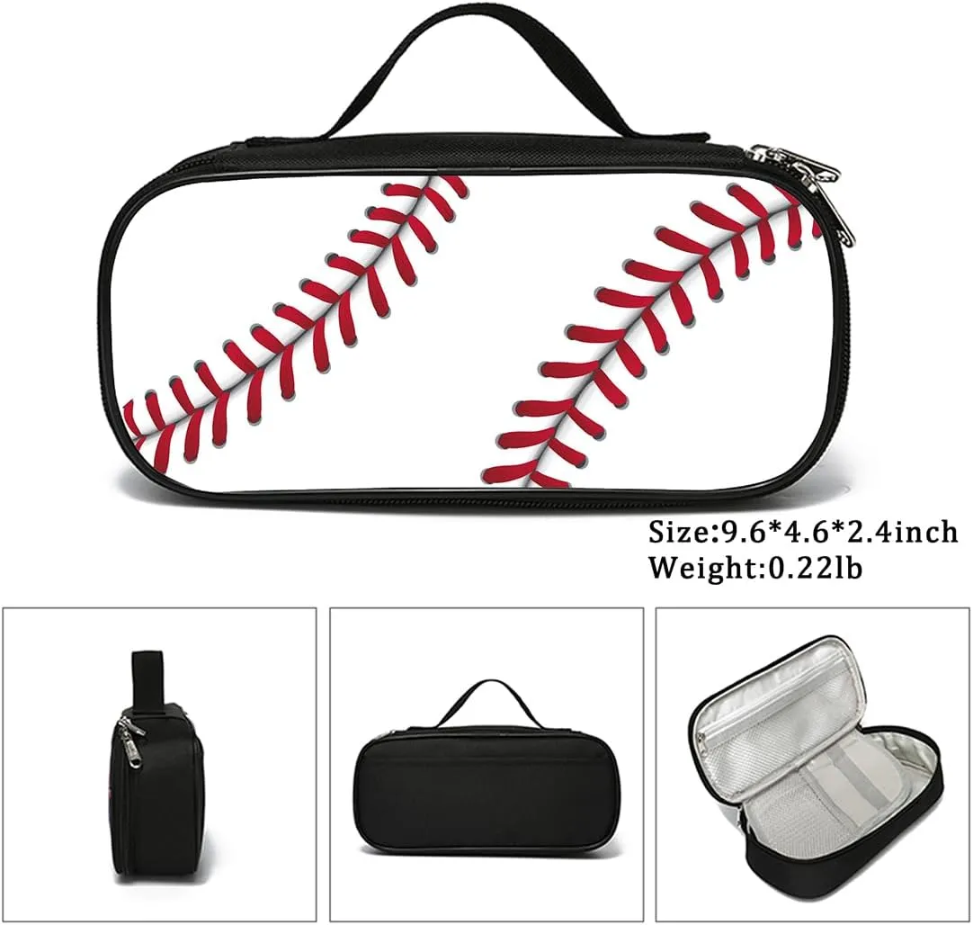 Baseball Pen Box Large Capacity Pen Bag With Zipper Pouch For Women Men