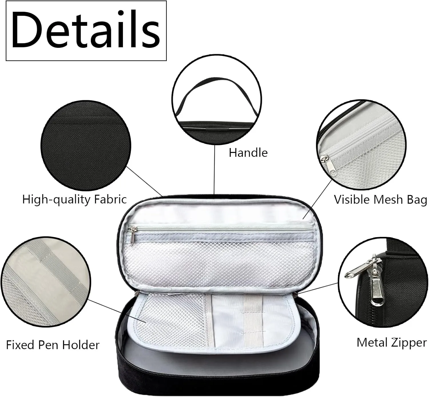 Baseball Pen Box Large Capacity Pen Bag With Zipper Pouch For Women Men