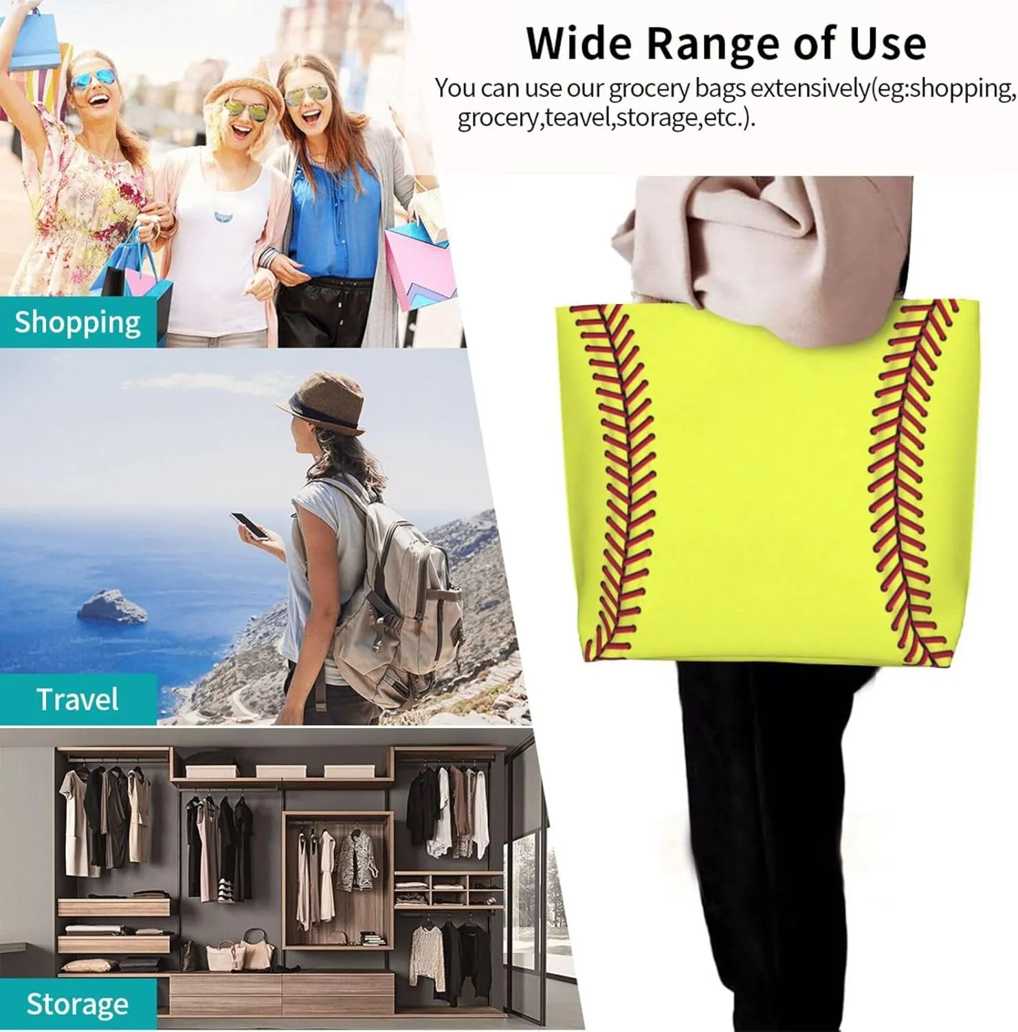 Baseball Tote Bag - Handbag, Shopping and Travel Bag for Sports Mom - Gifts for Women
