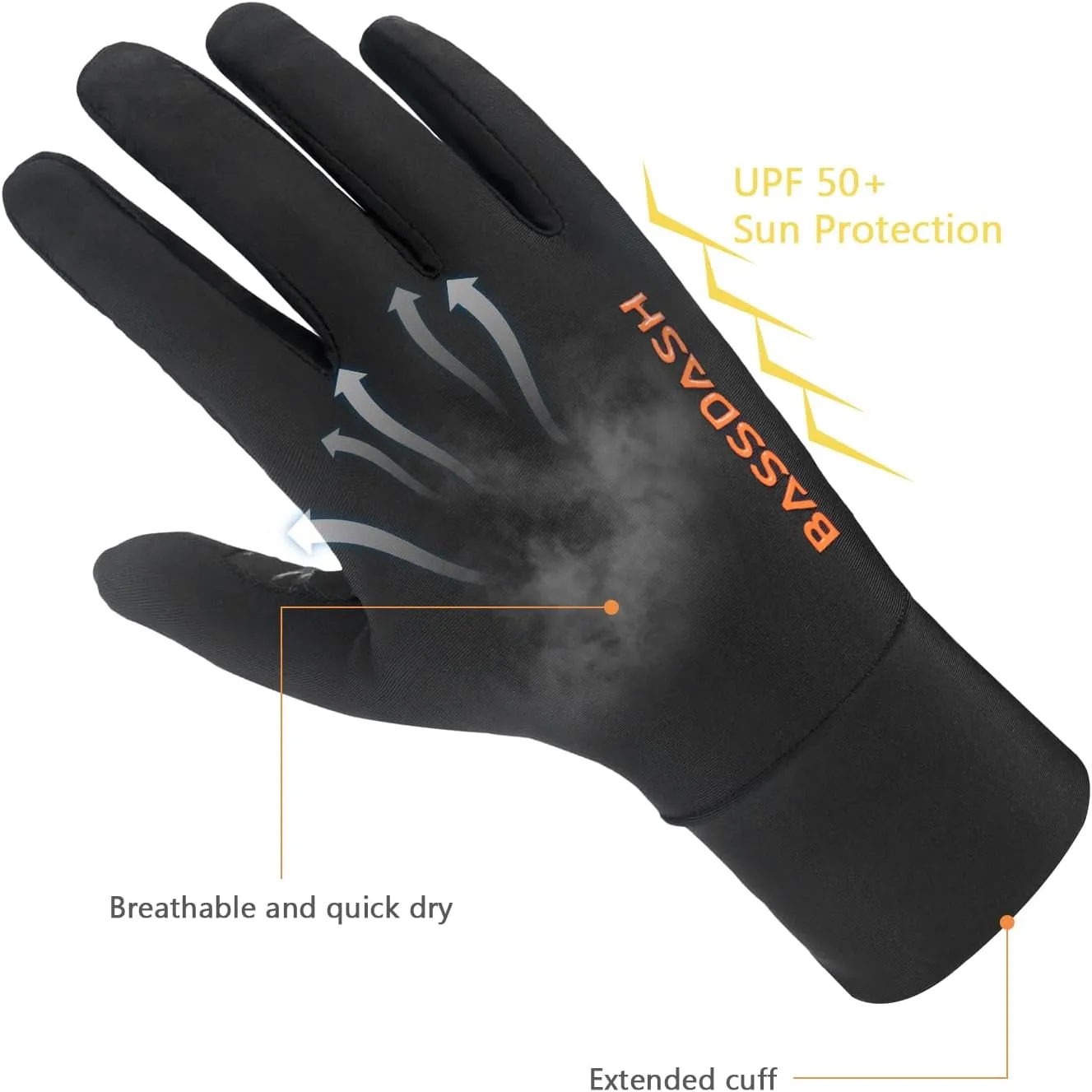 BASSDASH Men’s Camo Hunting Gloves UPF 50  Lightweight Touchscreen Gloves for Warm Weather Fishing Hiking Outdoor Activities