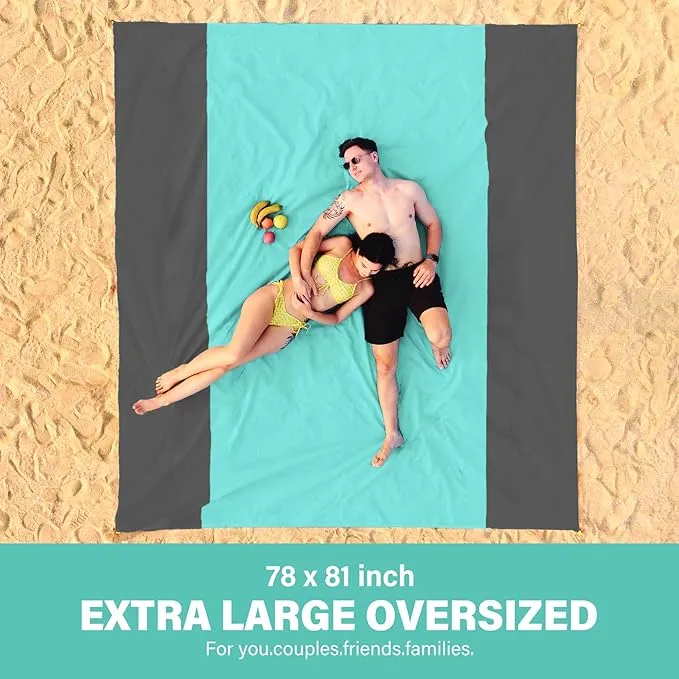 Beach Blanket Oversized Extra Large 78" X 81",Waterproof Sandproof Beach Blanket 1-7 Adults Lightweight Durable for Travel Camping Hiking Picnic