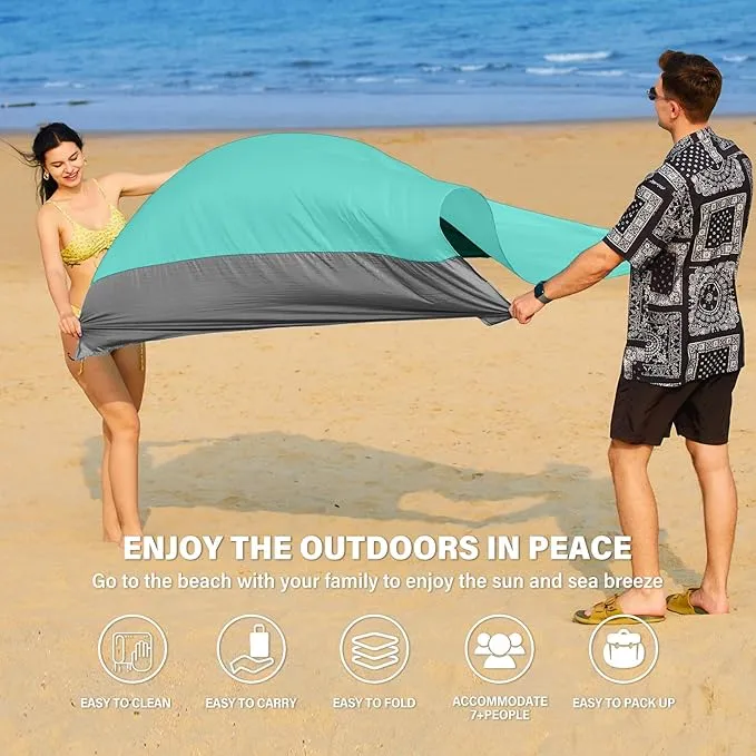 Beach Blanket Oversized Extra Large 78" X 81",Waterproof Sandproof Beach Blanket 1-7 Adults Lightweight Durable for Travel Camping Hiking Picnic