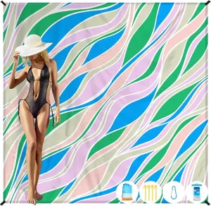 Beach Blanket Oversized Extra Large 78" X 81",Waterproof Sandproof Beach Blanket 1-7 Adults Lightweight Durable for Travel Camping Hiking Picnic