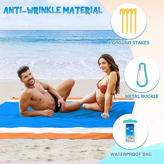 Beach Blanket Waterproof Sandproof 1-8 Adult Oversized 9'×10' Lightweight Durable Compact Sand Free Beach Mat for Travel Camping Hiking Picnic Blanket